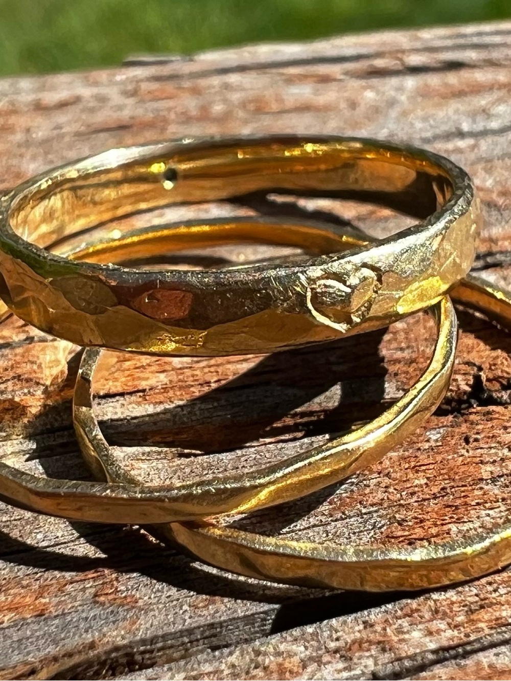 Gold Hammered Stackable Women's Ring Set - Unbranded